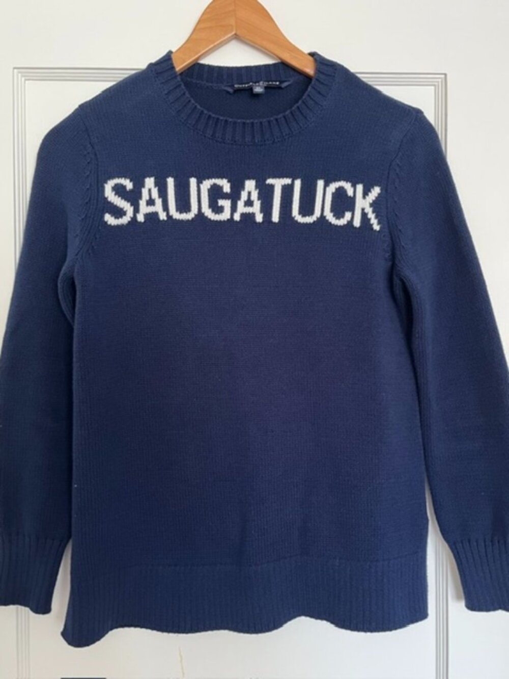 Duffield Lane Heirloom Cotton "Saugatuck" Sweater in Navy and White| Size XS